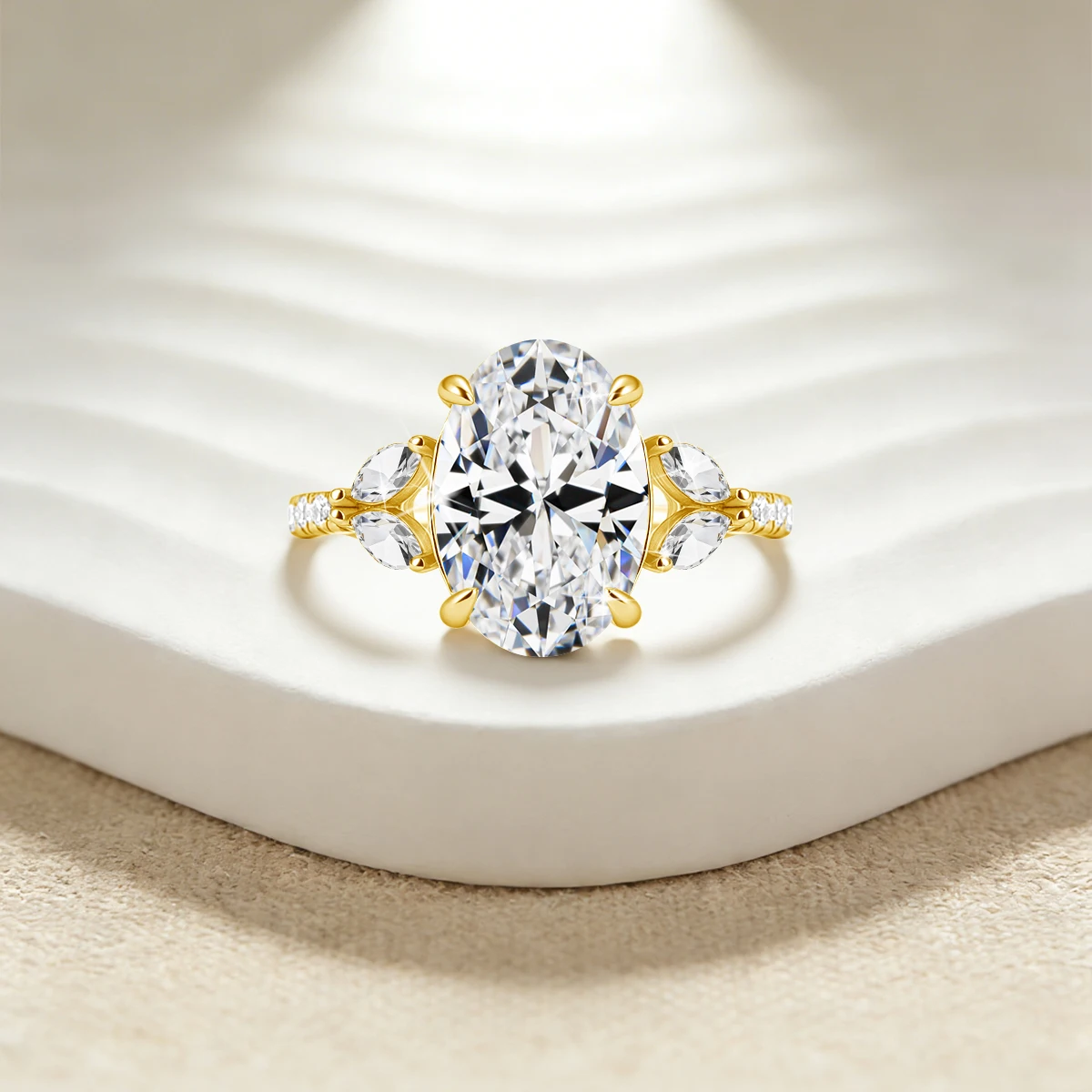 925 Sterling Silber Prächtiger 4,5 Karat Ovaler Moissanit-Ring für Damen, Marquise Kubikzirkonia Hochzeits- und Versprechensringe, Jubiläumsring – Detail 4