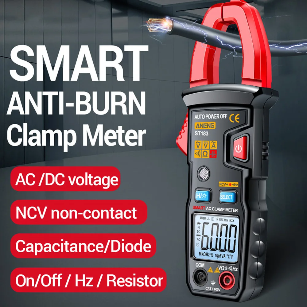 ST181 ST182 ST183 Digital Clamp Meter DC/AC Current 4000/6000 Counts Multimeter Ammeter Voltage Tester Amp Hz Capacitance Tool