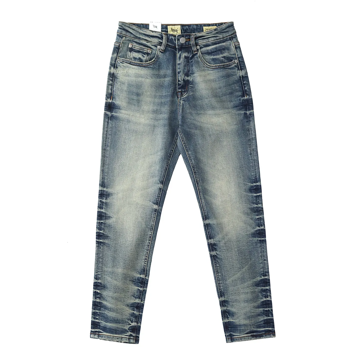 

2026 Spring New American Retro Vintage Slim Denim Jeans Men's Simple 99% Cotton Washed Old Heavyweight Casual Straight Pants