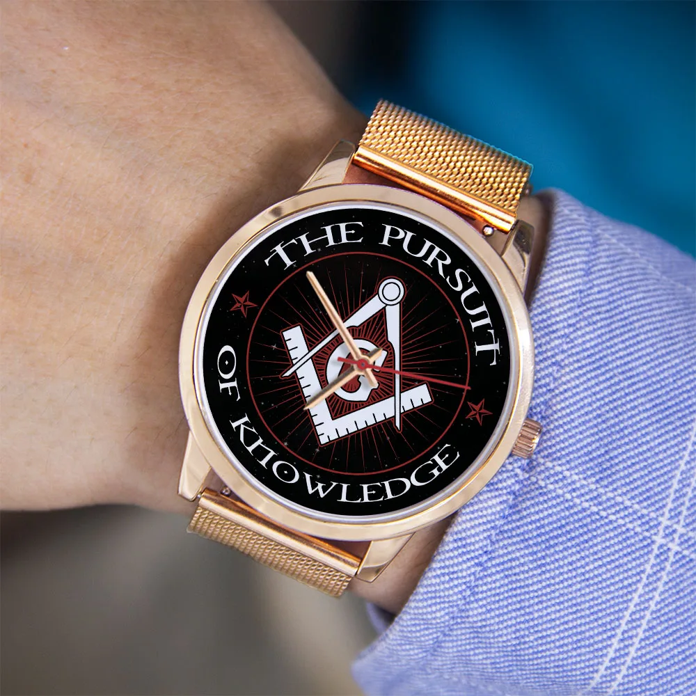 Personalizzato 45/38 mm Icona della massoneria Stampa Logo Orologio da uomo souvenir in oro rosa Logo Quadrante Modello bussole in argento