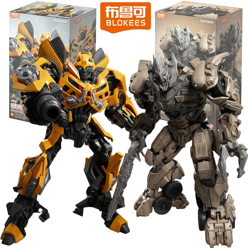 BLOKEES Transformação filme 3 Megatron Bumblebee Action Figure Modelo Brinquedos montados Robô Ornamento de mesa Presentes de Natal