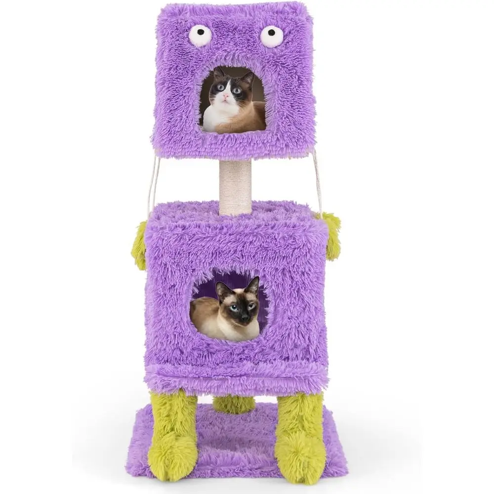 

3-Level Cat Tower Activity Center with 2 Condos, Sisal Posts & Toys, 44 Inch