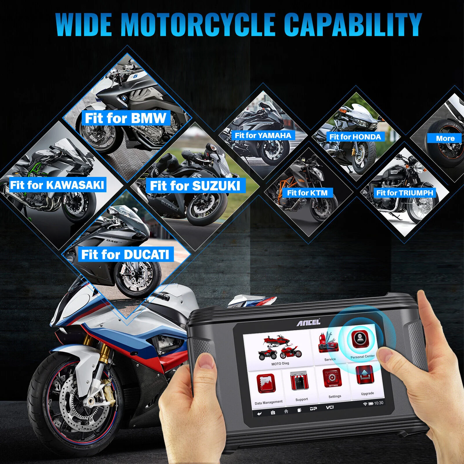 2024 NEWEST! ANCEL MT500 ATV UTV Motorcycle Full System Fault Code Reader Scanner OBD2 Diagnostic Tool for BMW HONDA YAMAHA