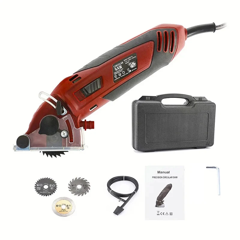 110-240V Mini Electric Circular Saw Kit Multifunctional Cutting Machine Set DIY Blades Guide Ruler Woodworking Tool