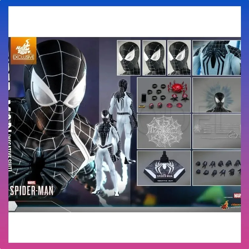 

Original Hot Toys Black And White Spider Man Actin Figure 1/6 Negative Space Suit Spider-man Figures HT VGM36 Game Spiderman Toy