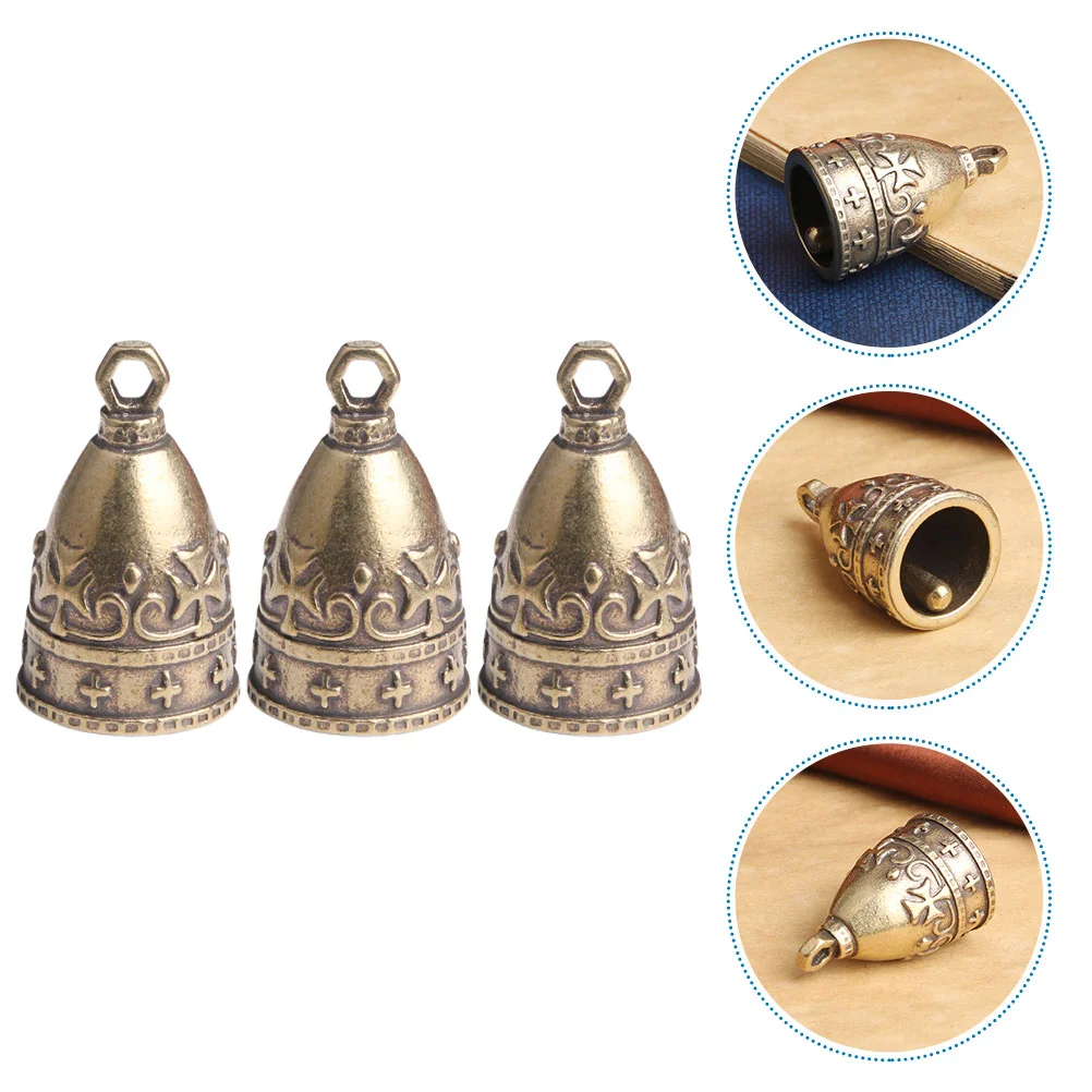 

3 Pcs Brass Wind Chimes Bell Charm Craft Bells Small Hand Cord Tiny for Crafts Hanging