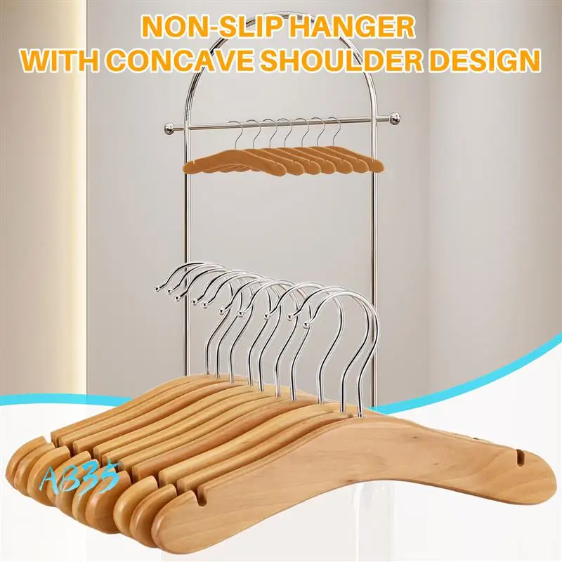 

AB35-Wooden Baby Hangers,Kids Hangers,Notched Shoulder Design For Children Clothes,Decoration Hanger,10 Pack