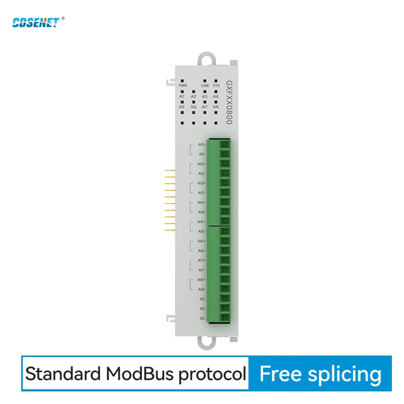 8AI Differential Current Remote IO Expansion Module RS485 Ethernet CDSENET GXFXX0800 Modbus DC 9-36V Works only with Host