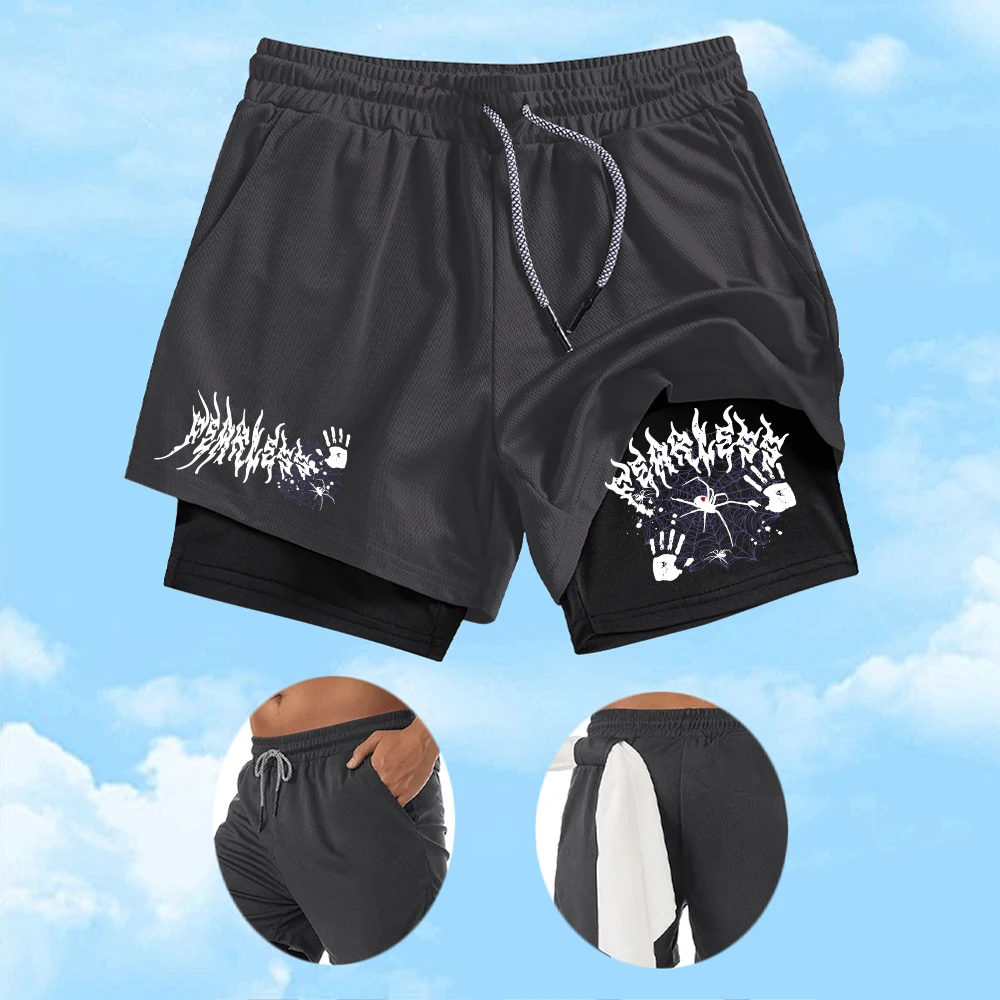 

Мужские быстросохнущие шорты для фитнеса с принтом паука, новинка 2026 года, летние пляжные шорты для плавания и серфинга с петлей для полотенца и карманом для телефона