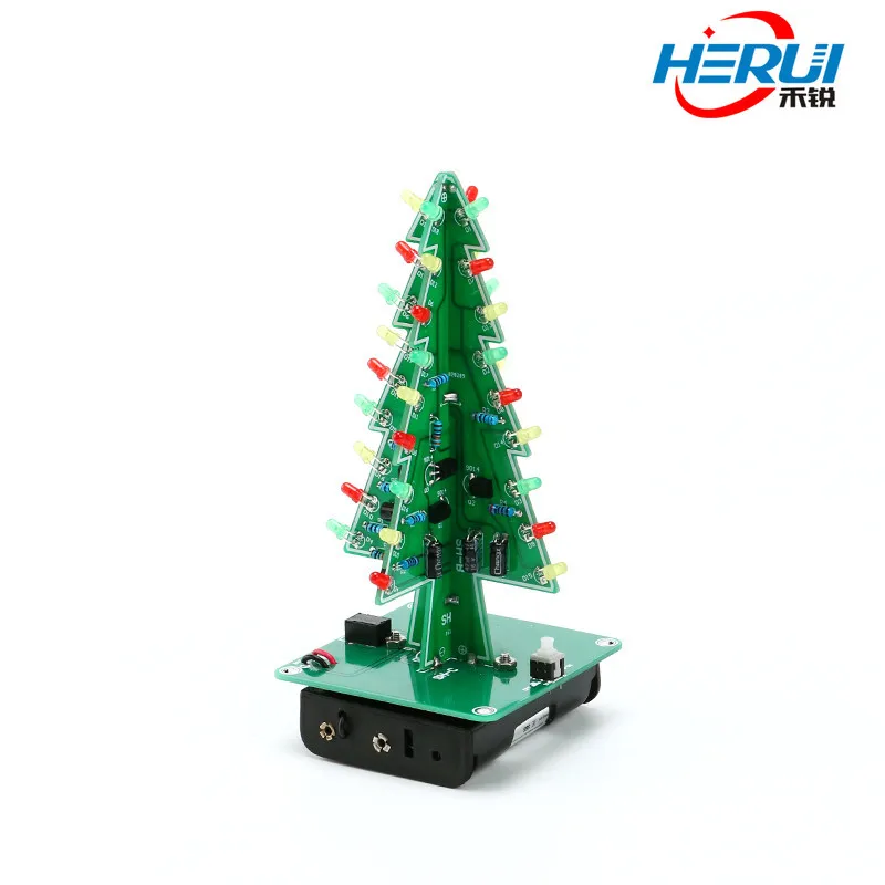 Electronic production DIY three-dimensional glitter Christmas tree Flash tree component electronics practice Fun DIY pieces