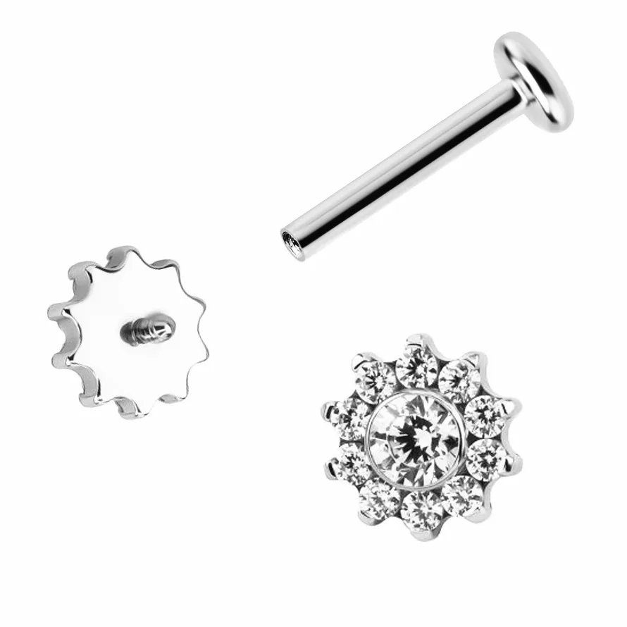 3Pcs ASTM F136 Titanium 14G 16G Internal Thread Labert Lip Percing  Ear Tragus Cartilalges Stud Body Jewelry