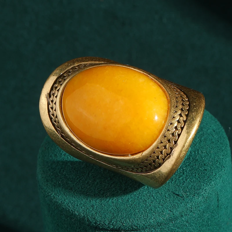 Vintage Gold Plated Large Natural Stone Ring