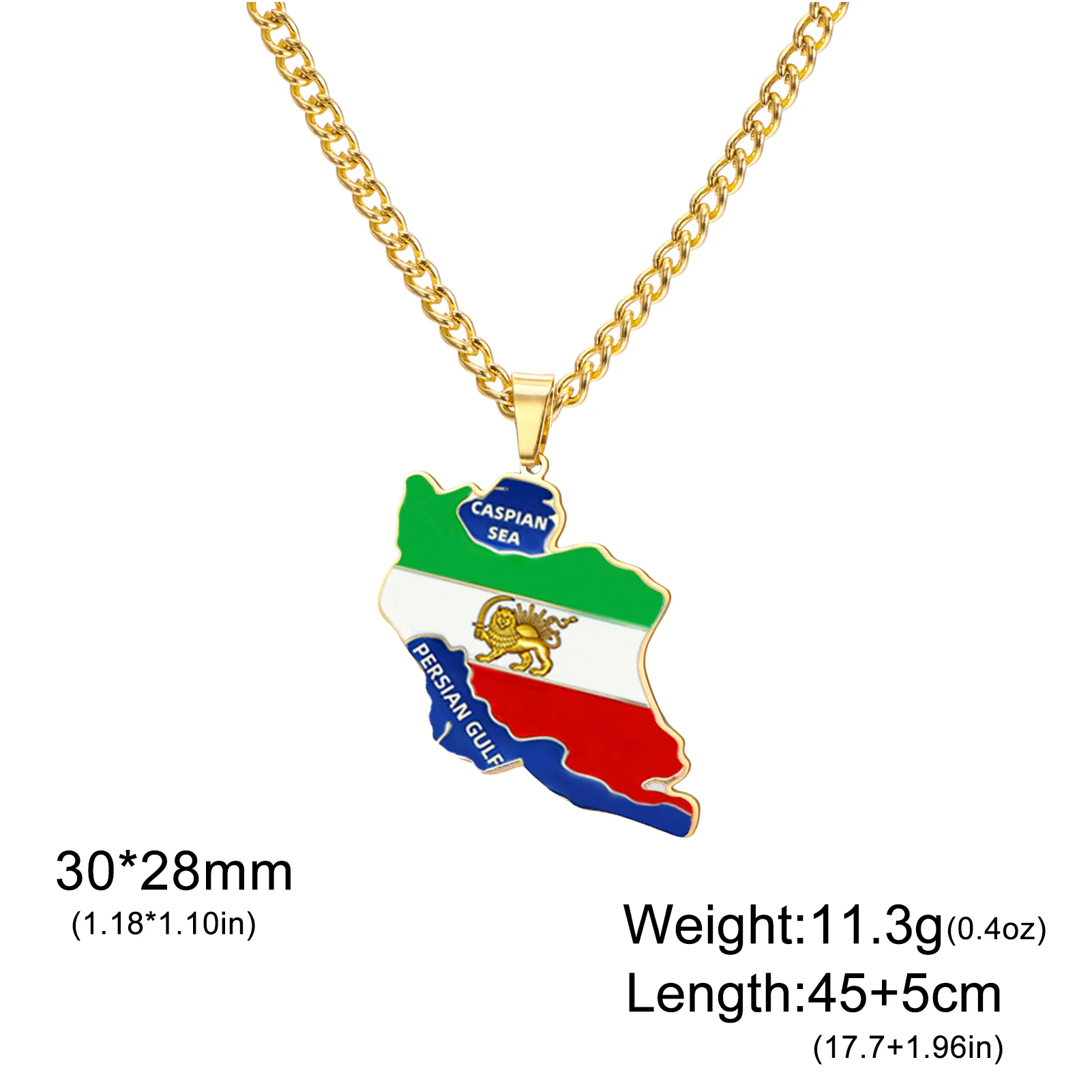 Kkjoy Iran-Karte, blaue Emaille-Anhänger-Halskette, Edelstahl, Iran-Landkarte, Wahrzeichen, Geschenk für Männer und Frauen, zierlicher Schmuck – Detail 5