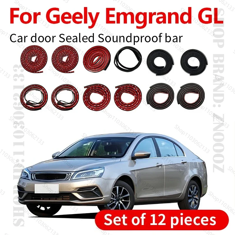Car Door Strip Rubber Double Layer Sealing Protector Soundproof Strip Dustproof Seal Strip 12PCS For 2021-2025 Geely Emgrand GL