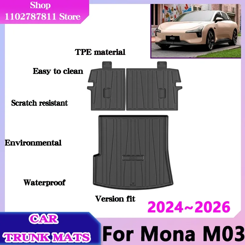 

Car Trunk Floor Mat For XPeng Mona M03 Accessories 2024 2025 2026 Waterproof Antifouling Protect Liner TPE Cushion Storage Pad