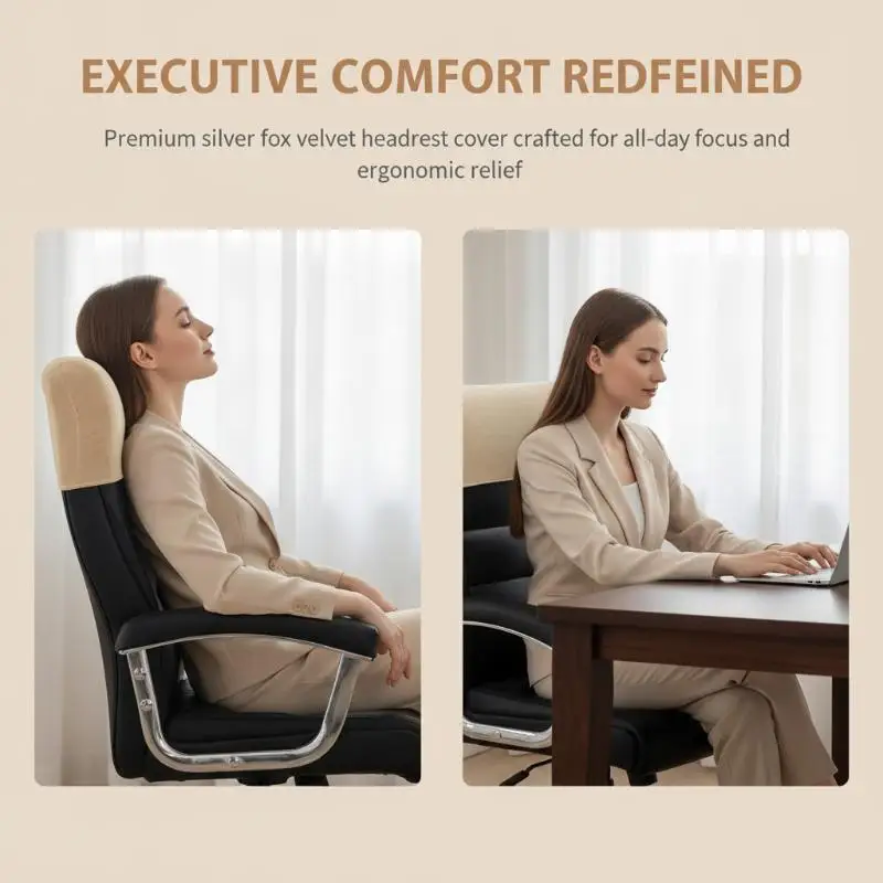 Dust-proof Chair Back Cover Solid Color High Elasticity Backrest Protector Comfortable Velvet Chair Office Headrest
