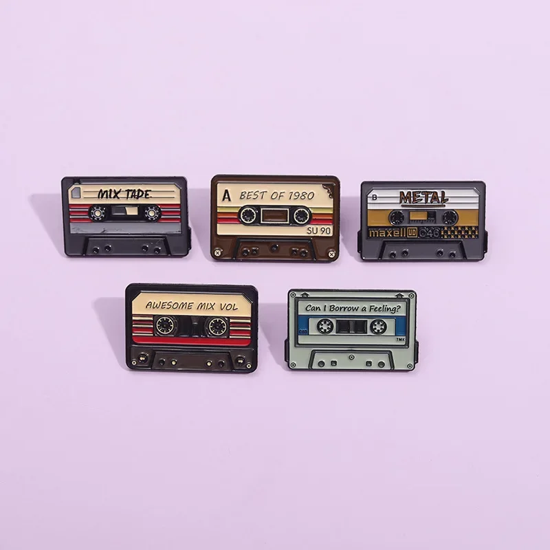 80‘s 90’s Retro Music Cassettes Enamel Pins Radio Cassette Tape Brooches Lapel Badges Backpack Punk Jewelry Gifts Wholesale view 3
