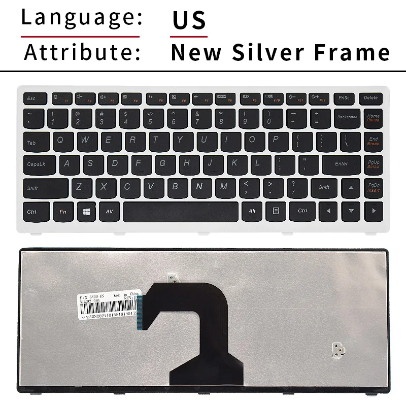 US Russian laptop Keyboard For Lenovo Ideapad S300 S400 S405 S400T S400u M30-70 25208654 25208594 laptop US keyboard black