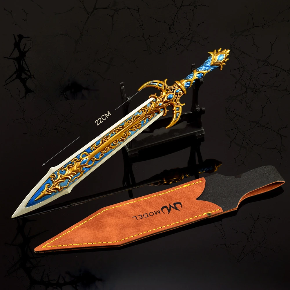 

22cm/8.66in Golden Blue Soul Sword Metal Game Peripherals Model Sword Props Collectible Desk Gifts Ornaments Boy Cosplay Toys