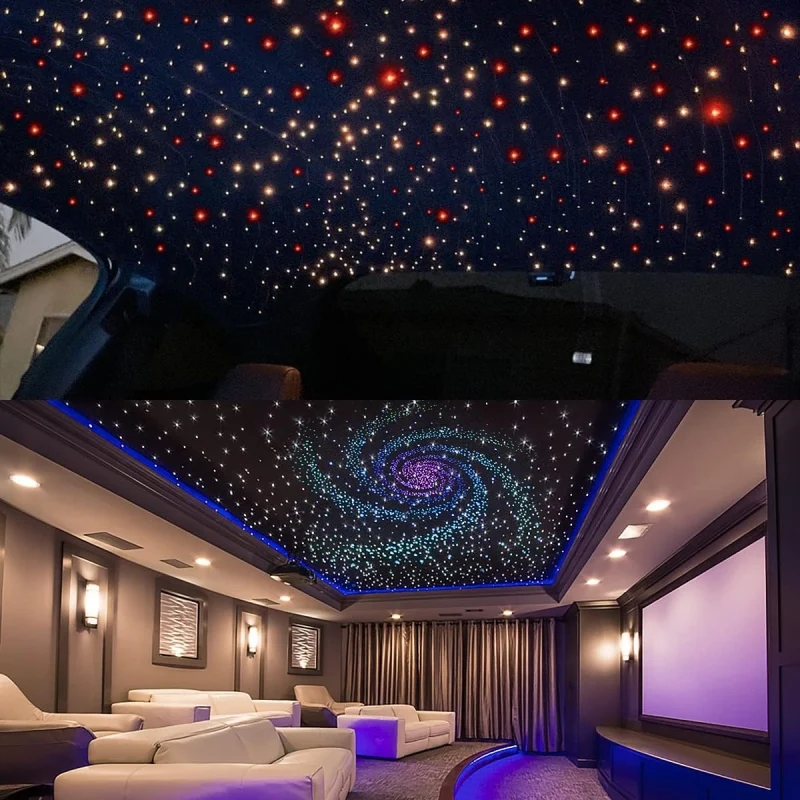 20 واط RGBW LED الألياف البصرية ستار العارض وميض ستار أضواء السقف عدة سيارات 12 فولت المدخلات 0.75 مللي متر PMMA مصباح السماء المرصعة بالنجوم غطاء الرأس