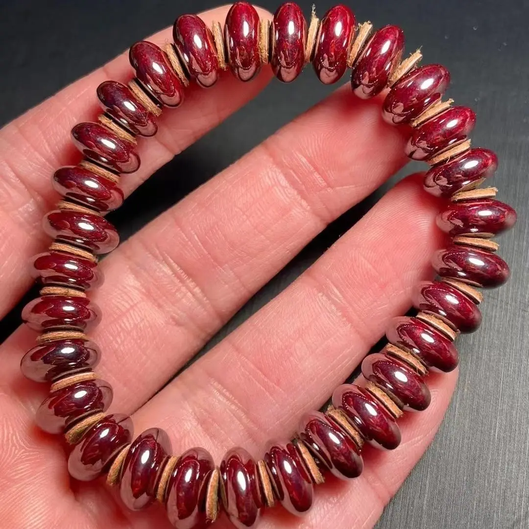 Natural Raw Ore Cinnabar Abacus Beads Niche Ethnic Style Bracelet for Girlfriend High-End Gifts