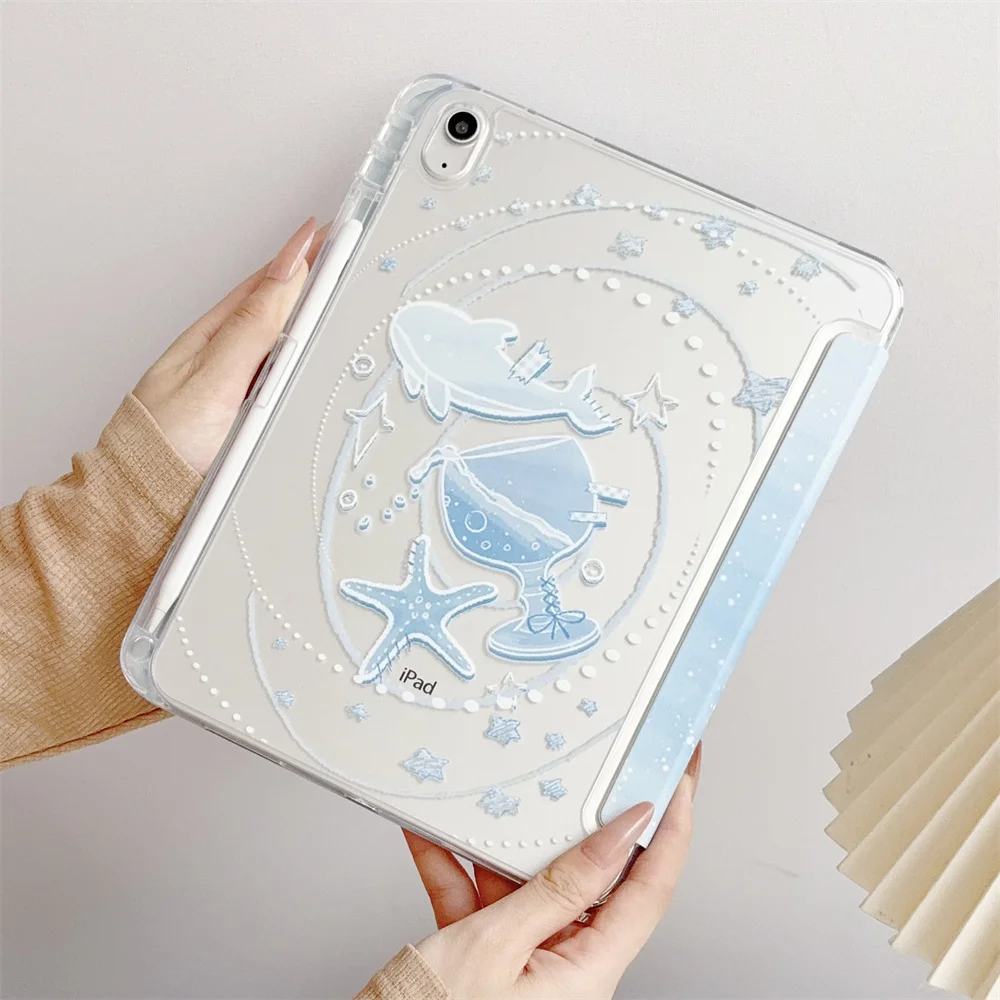 Cute Dolphin Blue Case for iPad 10th 10.9 11th Pro11 2025 12.9 M2 Pro M4 2024 13