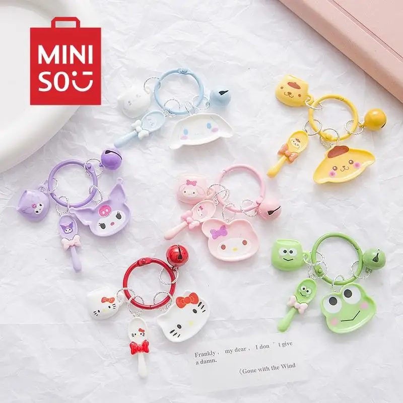 

Anime Cute Sanrio Cinnamoroll Three Piece Cutlery Keychain Set Kawaii Cartoon Miniso Hellokitty Mobile Phone Chain Pendant