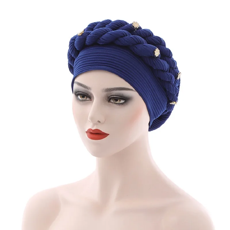 Donne africane Treccia Turbante Cofano Chemio Cap Turbante Cofano Hijab Caps Testa Sciarpa Avvolgere la testa Lady Musulman Arabo Wrap Turbantes