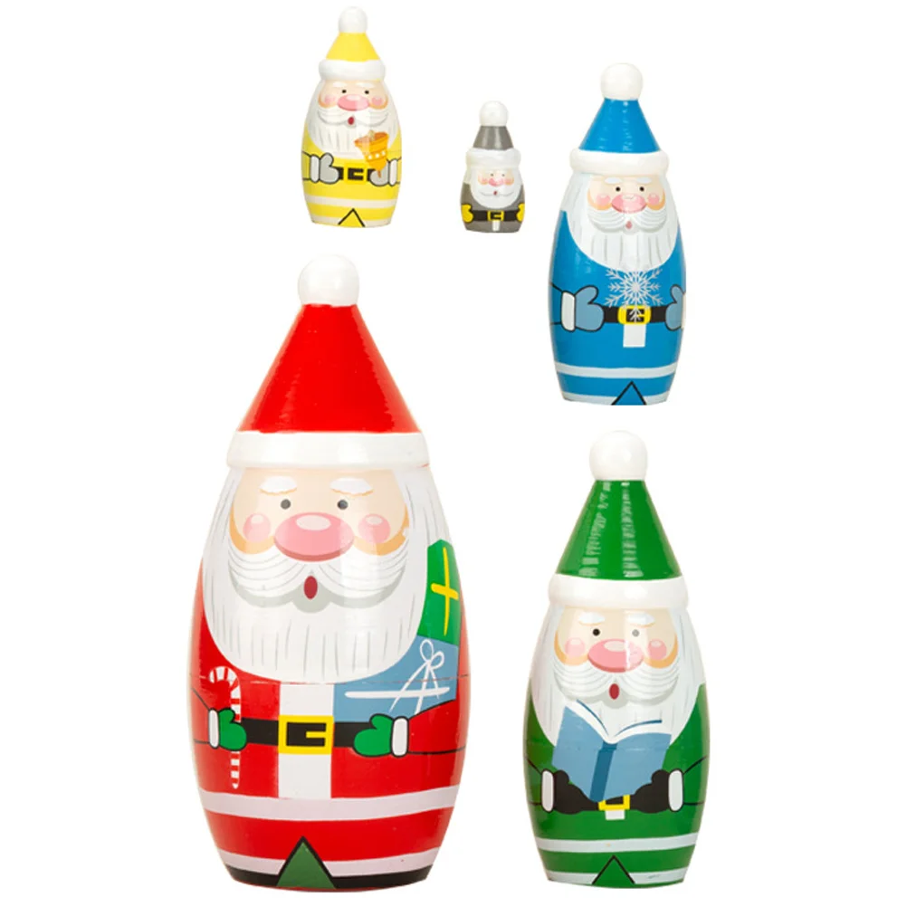 5 Piece Wooden Matryoshka Nesting Set Christmas Decor Russian Russian Stacking Dolls Nesting Dolls Toys Kids Gift