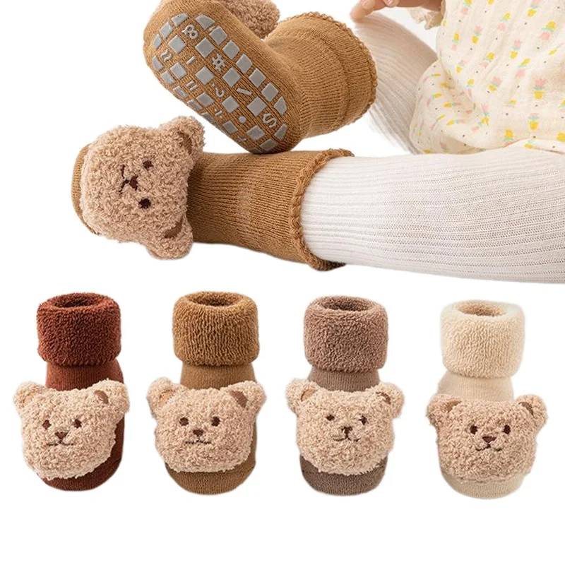 Bear Baby Winter Socks Anti Slip Thicken Newborn Socks for Girls Boys Cotton Toddler Floor Socks Infant Kids Accessories 0-3Y