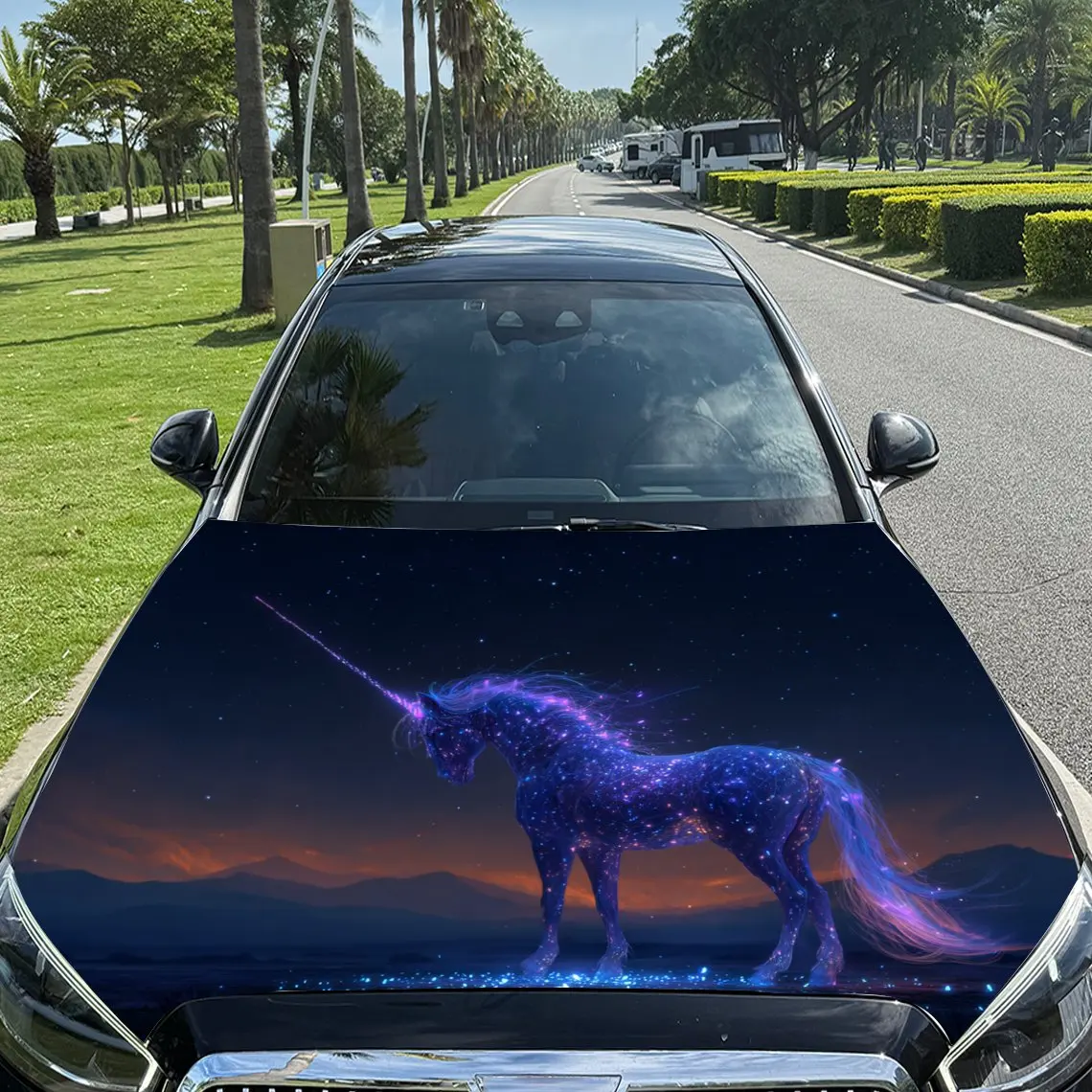 

Fluorescent Unicorn Pattern car hood stickers, waterproof self-adhesive, scratch resistant, easy to stick, durable car PVC stick