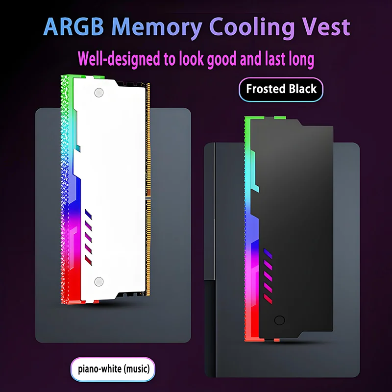 

5V 3PIN ARGB DDR Memory RAM Cooler Memory Cooler with Thermal Silicone Pad for DDR2 DDR3 DDR4 DDR5 Desktop PCs