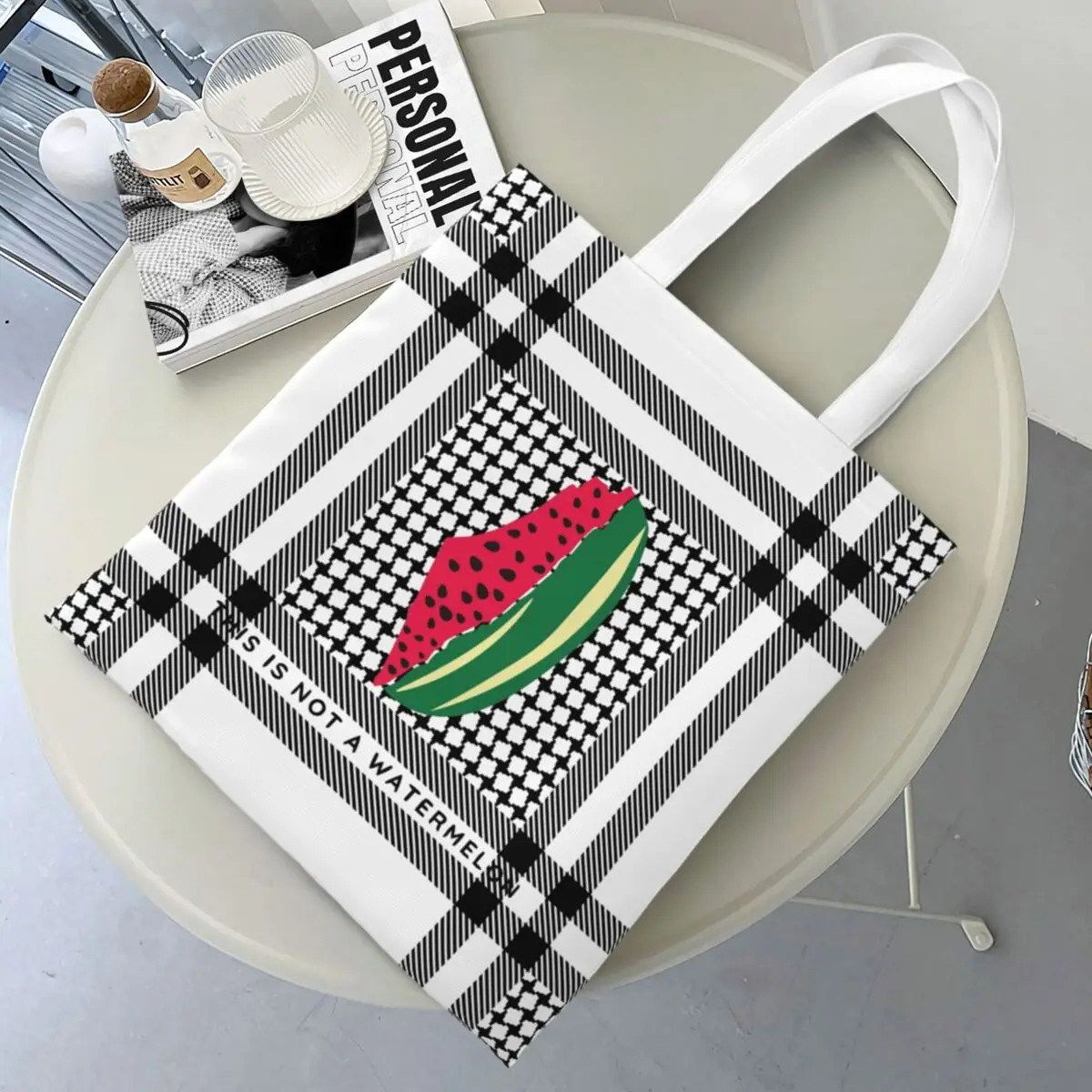 This Is Not A Watermelon Merch Canvas Tote Bag for Women Simple style Magritte Parody Watermelon Casual Bags Handbang