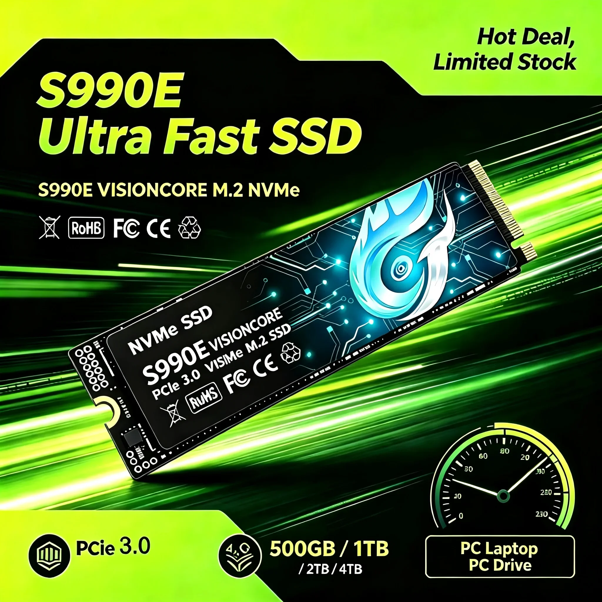 Original S990E 500GB-4TB SSD M.2 NVMe Internal Solid State Drive High Speed PCIe Drive Works for Laptop PC Hard Disk