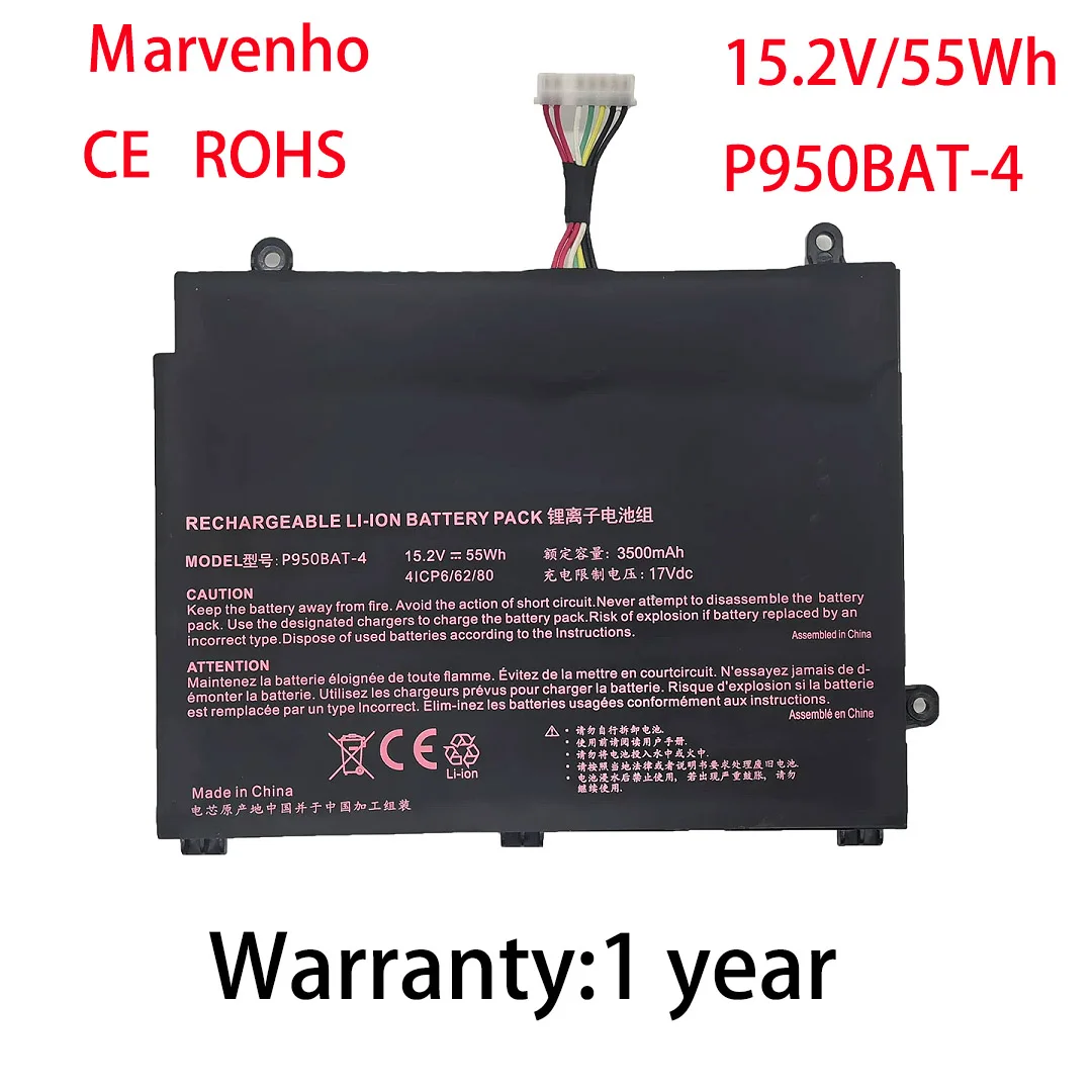 Marvenho New 55Wh 15.2V 3500mAh  P950BAT-4 Laptop battery For Clevo P957KP6 PRIME-15 P950HP6 NP8954 NP8950 NP8952 NP8955