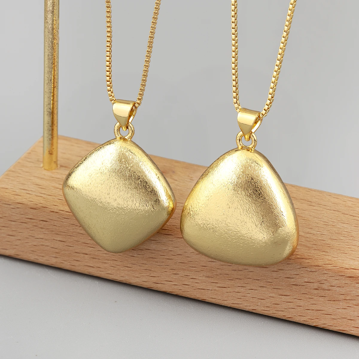 Simple Design Rhombus/Heart/Oval/ Triangle Shaped Necklace Zircon Copper Jewelry Pendant Daily Wear For Women Dropshipping