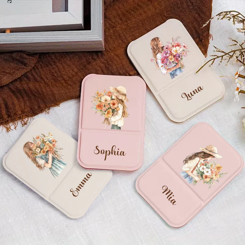 Customized Portable Mirror Mini Pocket Portable Office mini folding mirror Qixi gift simple high sense flip mirror