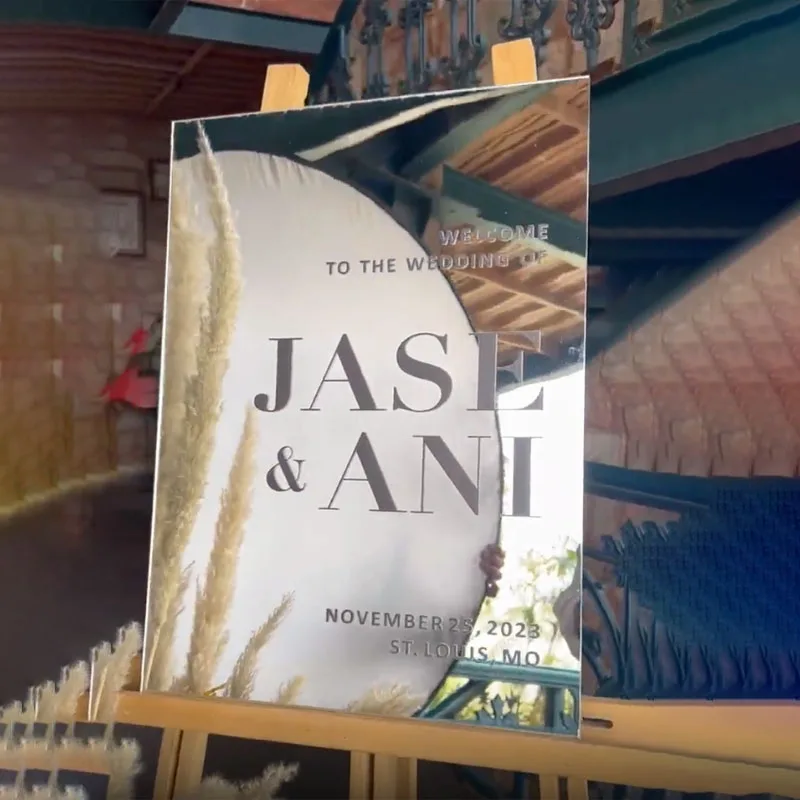 

Silver Mirror Acrylic Welcome Sign Personalized Wedding Welcome Signage Custom Text Wedding Welcome Decoration Ceremony Sign