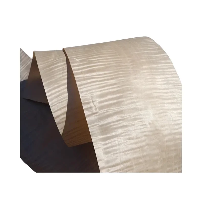 Length:250cm Width:12cm Thick:0.25mm Naturally Champagne maple shadow grain wood veneer Speaker Guitar Decoration Materials