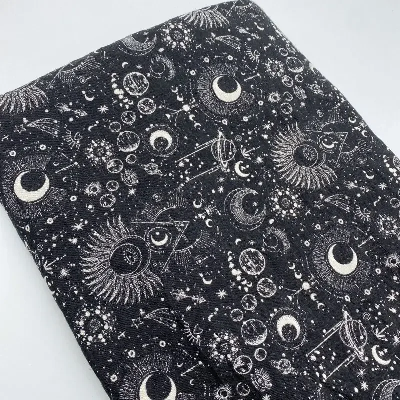 Black and white minimalist abstract starry sky brilliant weaving embroidery jacquard fashion fabric DIY sewing fabric