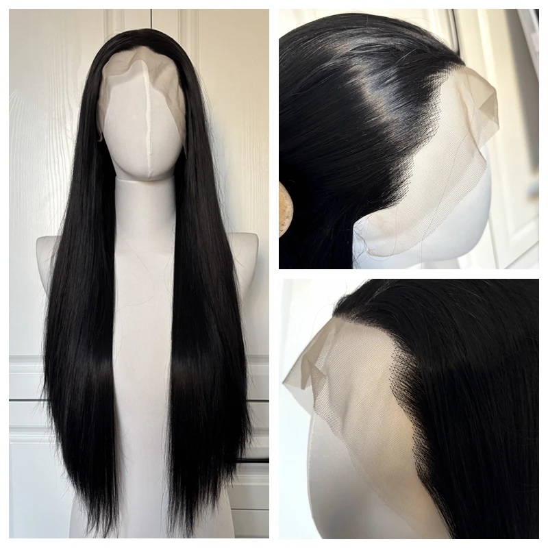 

Синтетический парик фронта шнурка, бесклеевой парик 13x4, длинные прямые парики для чернокожих женщин, готовые к ношению парики