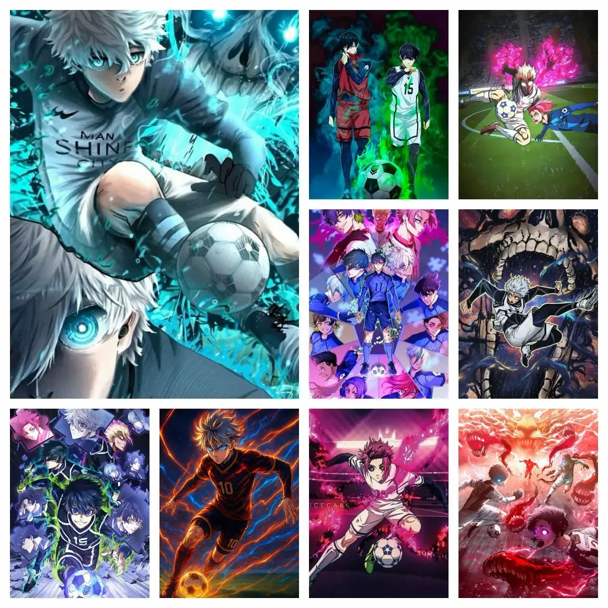 Japanese Anime BLUE LOCK 5D DIY Full Square Round Diamond Painting Home Living Room Bedroom Bar Aesthetic Decoration