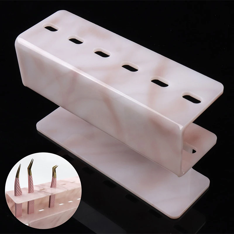 

Pink Marble Eyelash Tweezers Storage Holder Stand 6 Holes Convenient Tweezers Rack Shelf Hold Lash Extension Women Makeup Tools