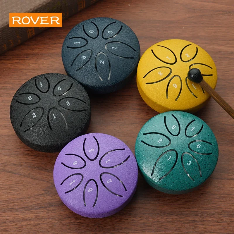 Steel Tongue Drum Portable Rain Drum Hand Pan Drum Percussion Musical Instruments 3 Inch 6 Notes For Yoga Meditation Musical Toy