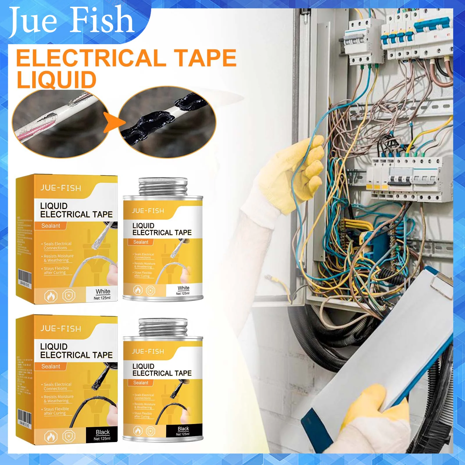 125 ml flüssiges Isolierband, wasserdichte Isolierbeschichtung, flexibler Klebstoff für Drähte und Chips, für den Innen- und Außenbereich, schnell trocknend