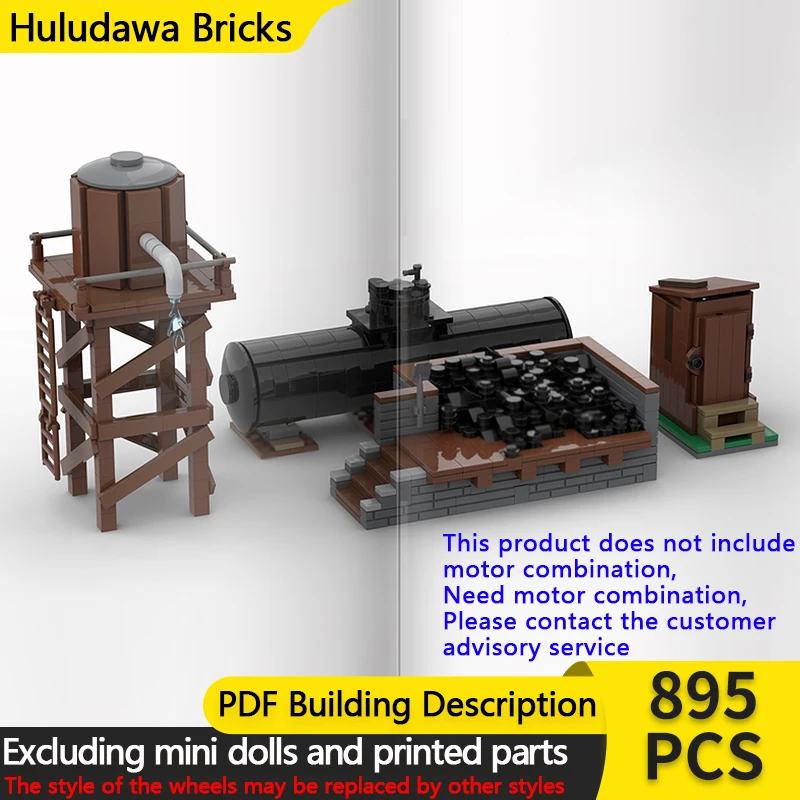 

City Car Model MOC Building Bricks Railroad Engine Service Facility Modular Technology Children Holiday Gifts Assemble Toys Suit