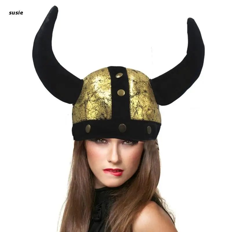 Funny Viking Plush Soft Hats Bull Head Photoshoot Tool Novelty Headwear Women Men Party Gift Birthday Halloween Hat