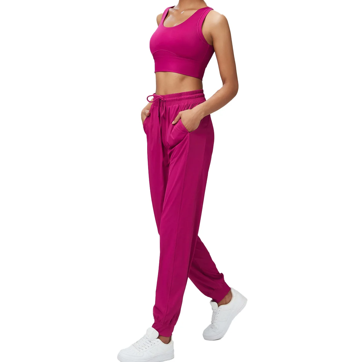 

2 Pieces Workout Yoga Suit Women Solid Color Breathable Running Sportswear Sexy Bra Joggers Pants Athletic Wear Gym Clothes