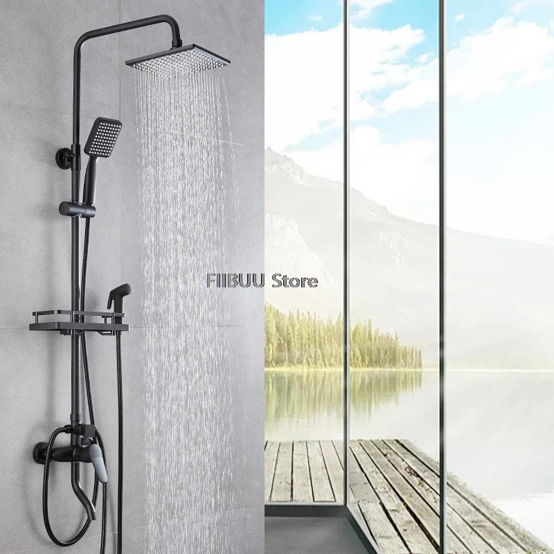 

High Pressure Massage Shower Head Combo Modern Minimalist Full Shower Sets Multiple Modes Shower System for Bathroom Accessories