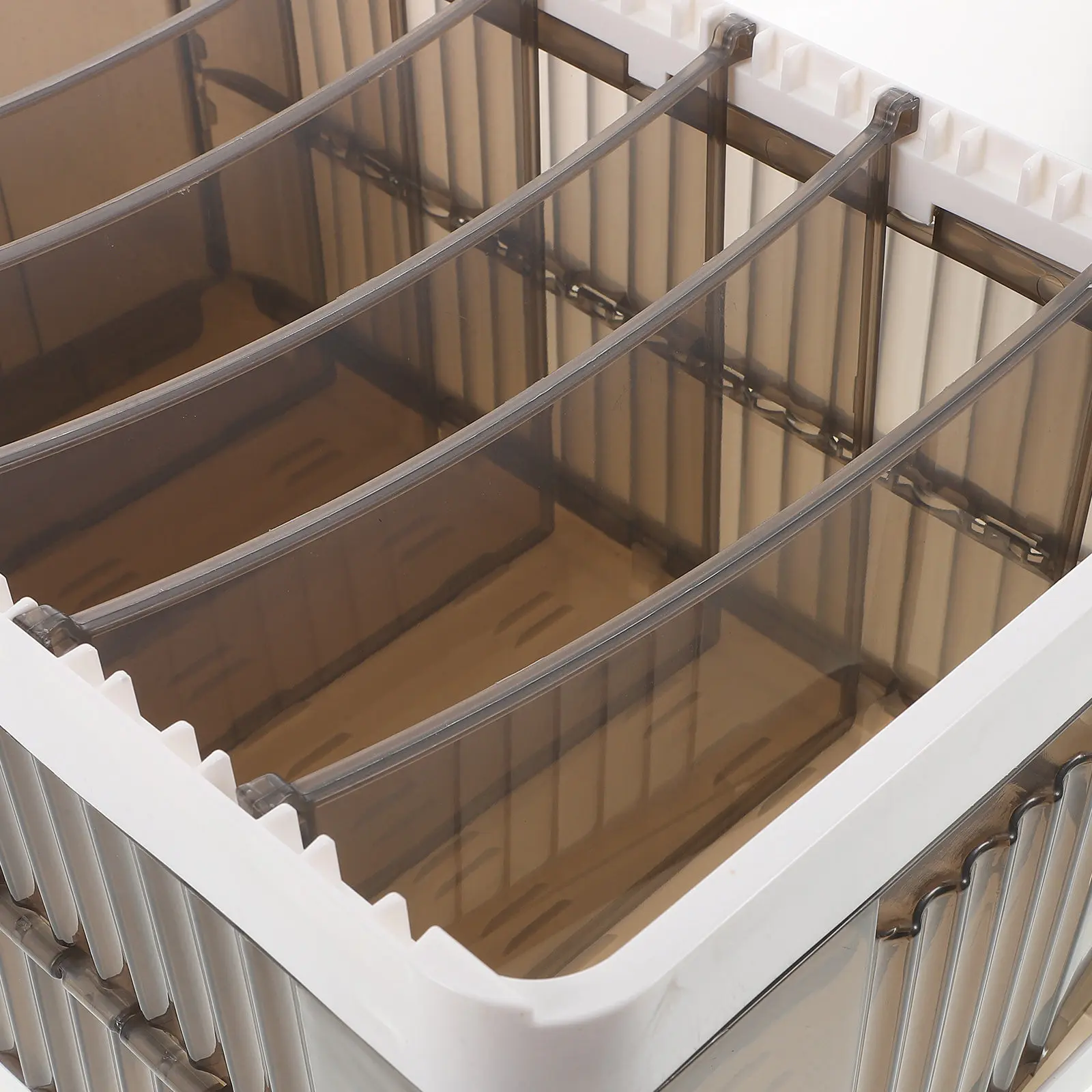 

Foldable Clothes Storage Box 7 Compartments Detachable Dividers Large Capacity Transparent Lid Wardrobe Organizer for Pants
